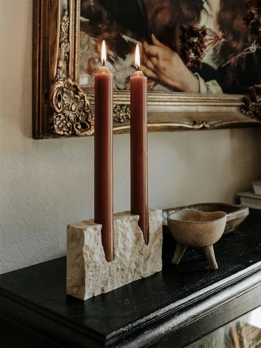 LA TROUVAILLE Handmade Travertine Candle Holder