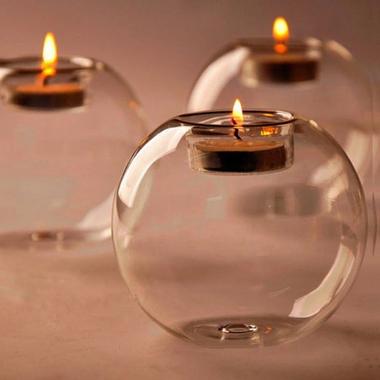 European Exquisite Hollow Glass Candle Holder