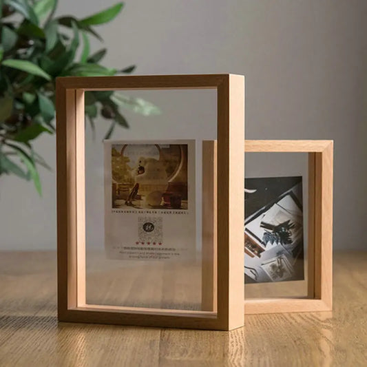 Wooden Double-Sided Glass Photo Frame